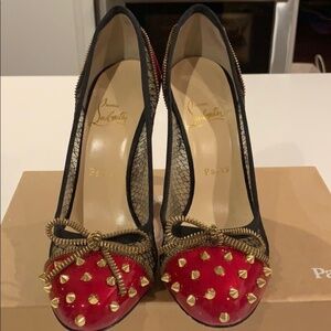 Authentic Christian Louboutin lace heels w/studs
